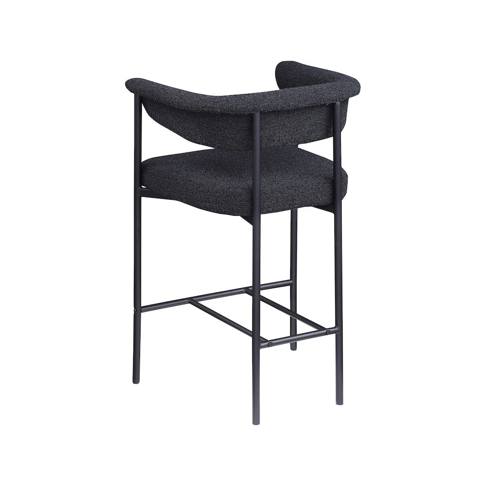 Malin Black Boucle Fabric Counter Stool, Set of 2