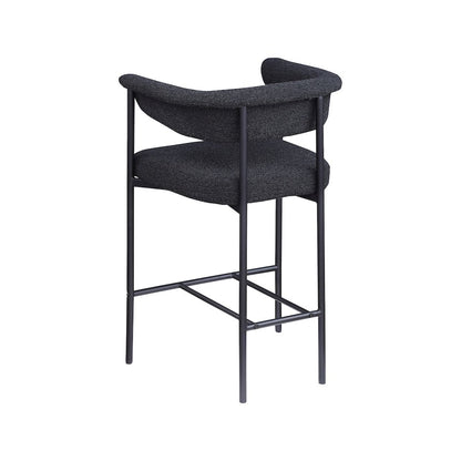 Malin Black Boucle Fabric Counter Stool, Set of 2