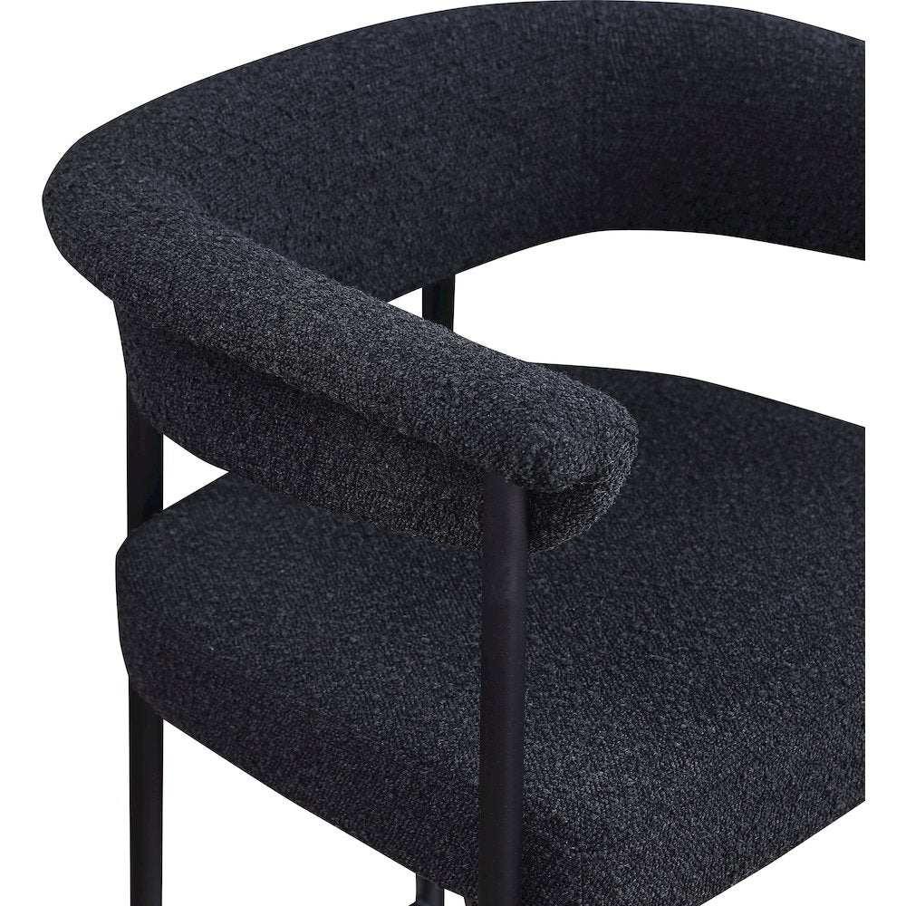 Malin Black Boucle Fabric Counter Stool, Set of 2