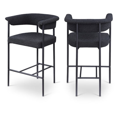 Malin Black Boucle Fabric Counter Stool, Set of 2