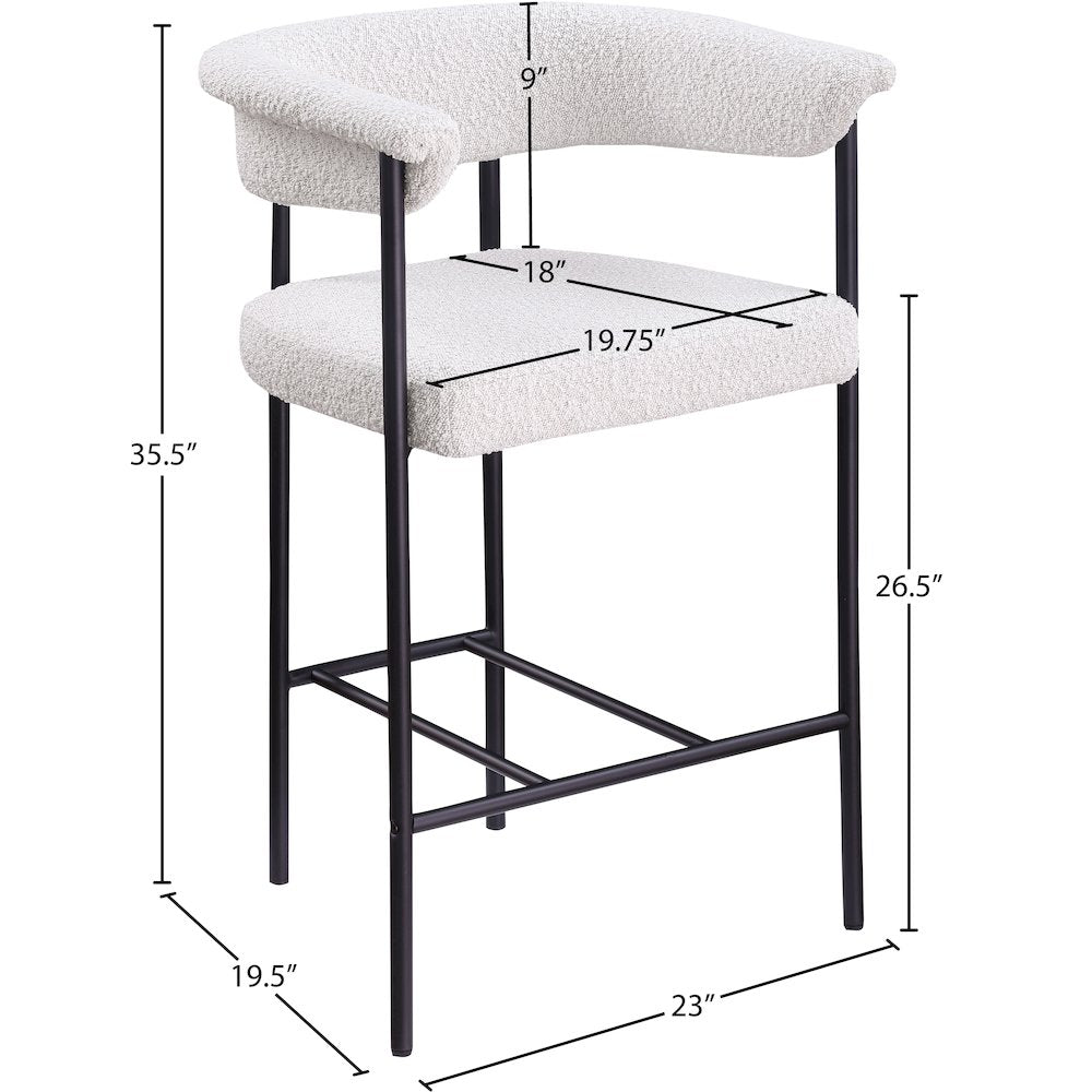 Malin Cream Boucle Fabric Counter Stool, Set of 2