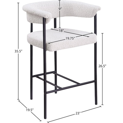 Malin Cream Boucle Fabric Counter Stool, Set of 2