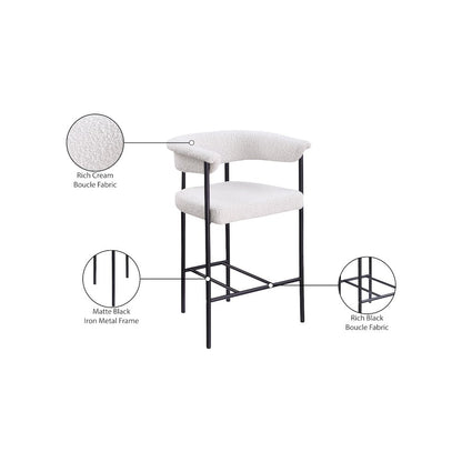 Malin Cream Boucle Fabric Counter Stool, Set of 2