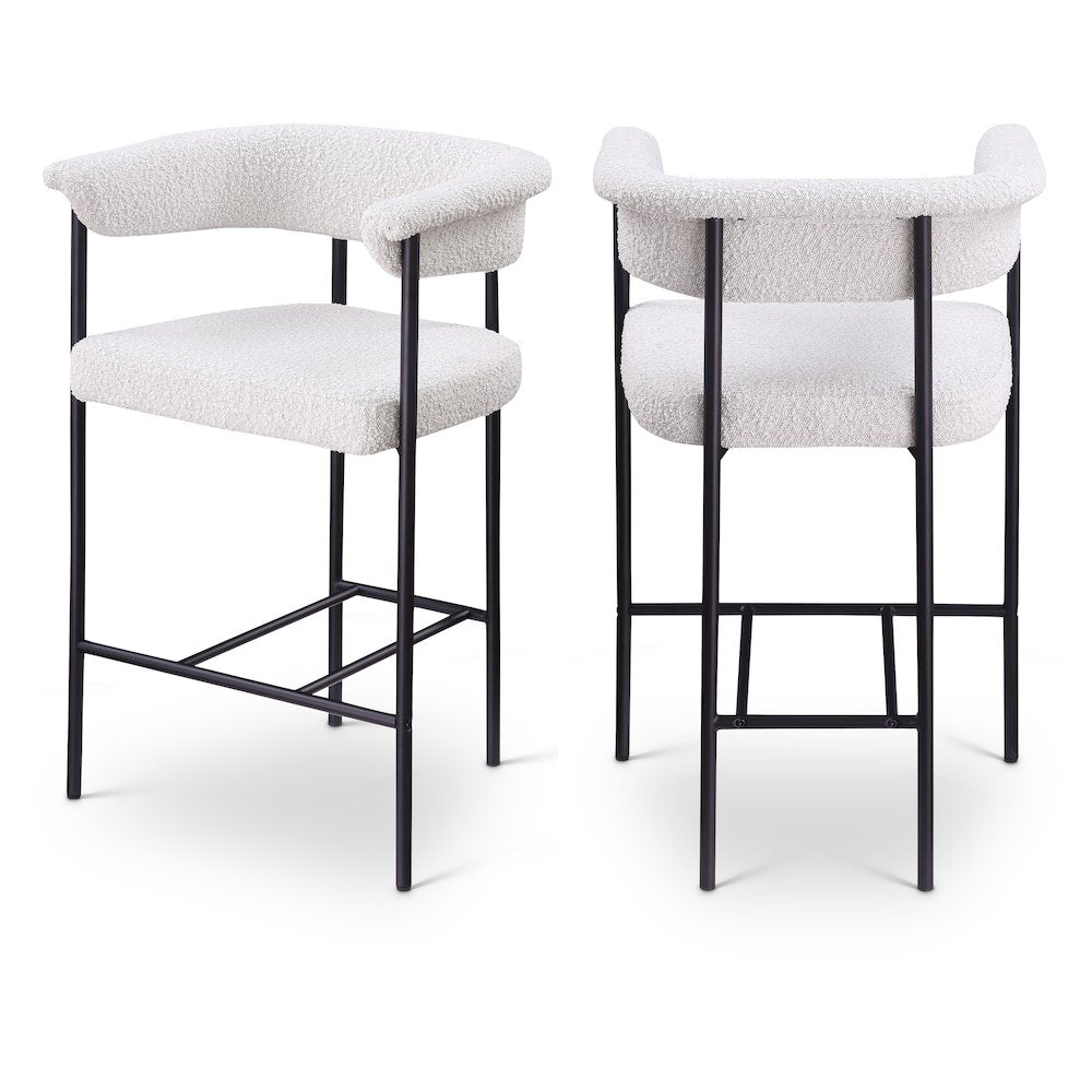 Malin Cream Boucle Fabric Counter Stool, Set of 2