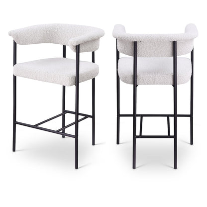 Malin Cream Boucle Fabric Counter Stool, Set of 2