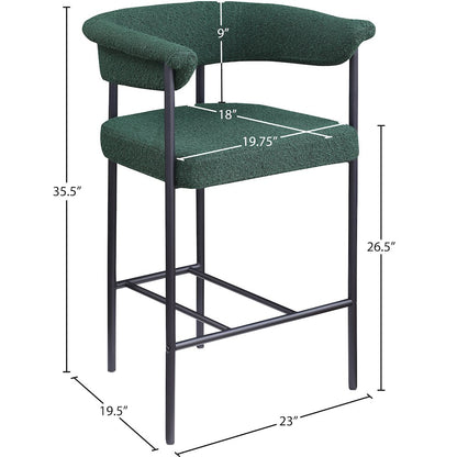 Malin Green Boucle Fabric Counter Stool, Set of 2
