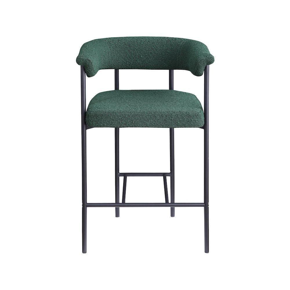 Malin Green Boucle Fabric Counter Stool, Set of 2