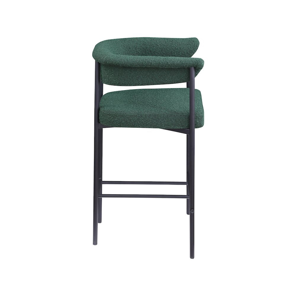 Malin Green Boucle Fabric Counter Stool, Set of 2