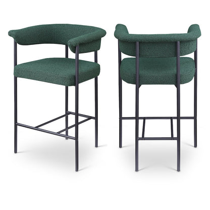 Malin Green Boucle Fabric Counter Stool, Set of 2