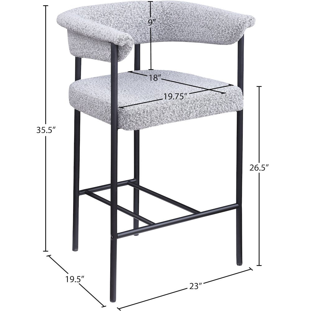 Malin Grey Boucle Fabric Counter Stool, Set of 2