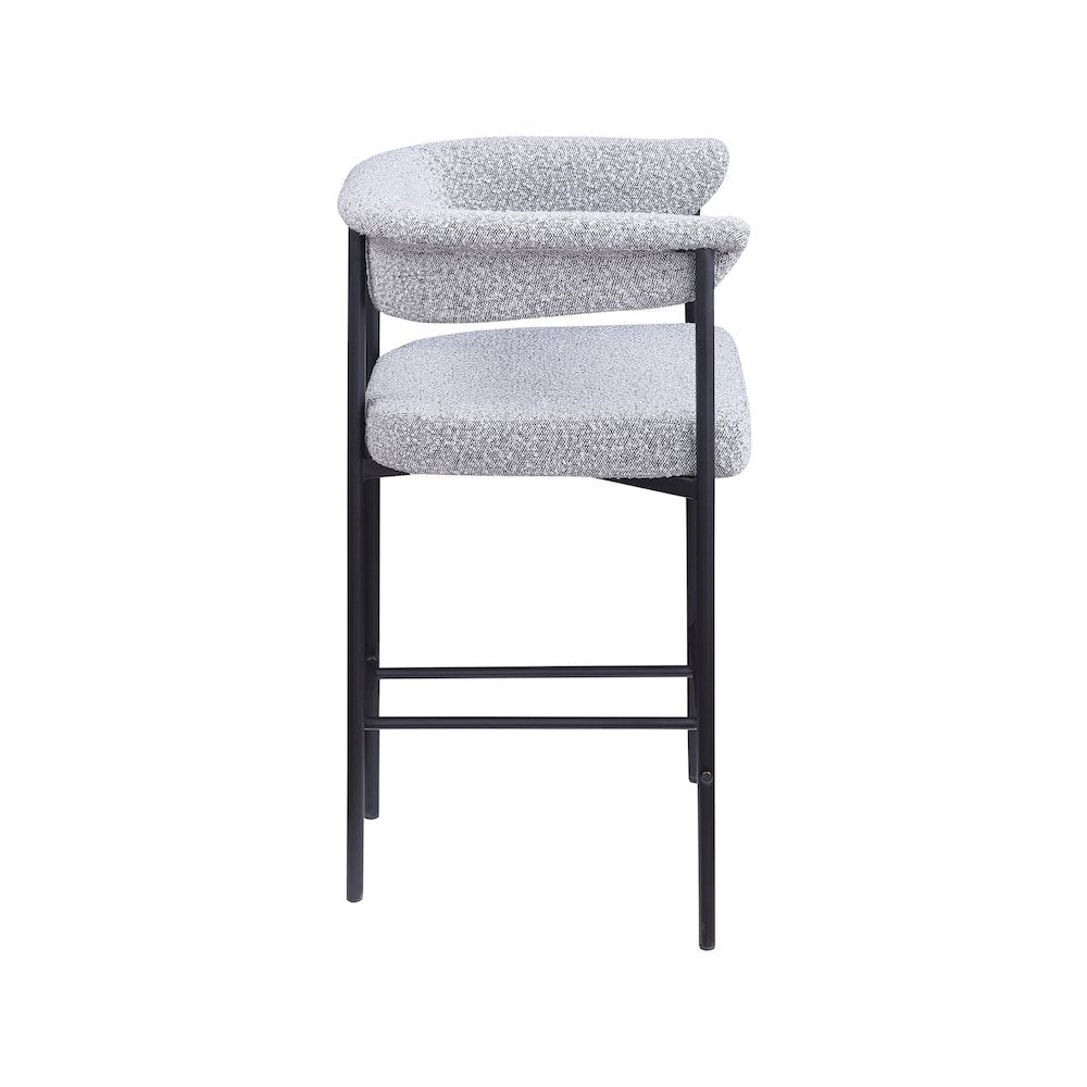 Malin Grey Boucle Fabric Counter Stool, Set of 2