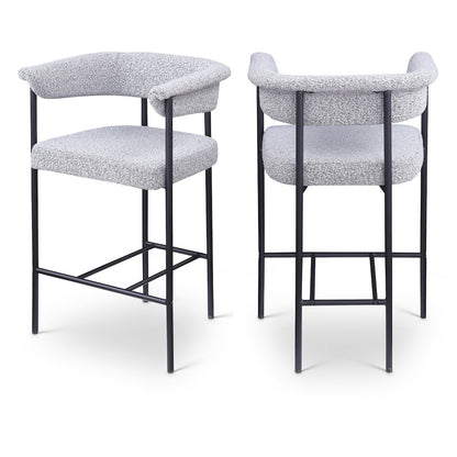 Malin Grey Boucle Fabric Counter Stool, Set of 2
