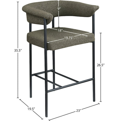 Malin Olive Boucle Fabric Counter Stool, Set of 2