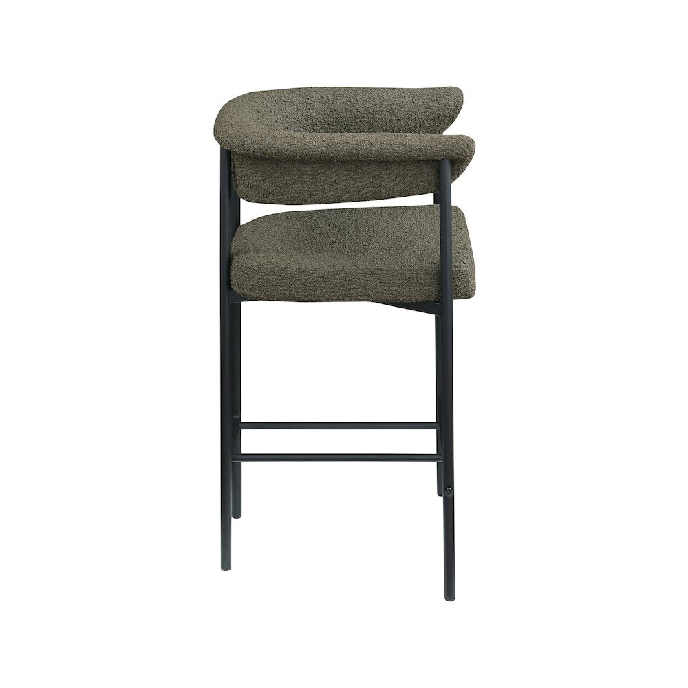 Malin Olive Boucle Fabric Counter Stool, Set of 2