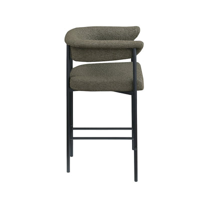Malin Olive Boucle Fabric Counter Stool, Set of 2