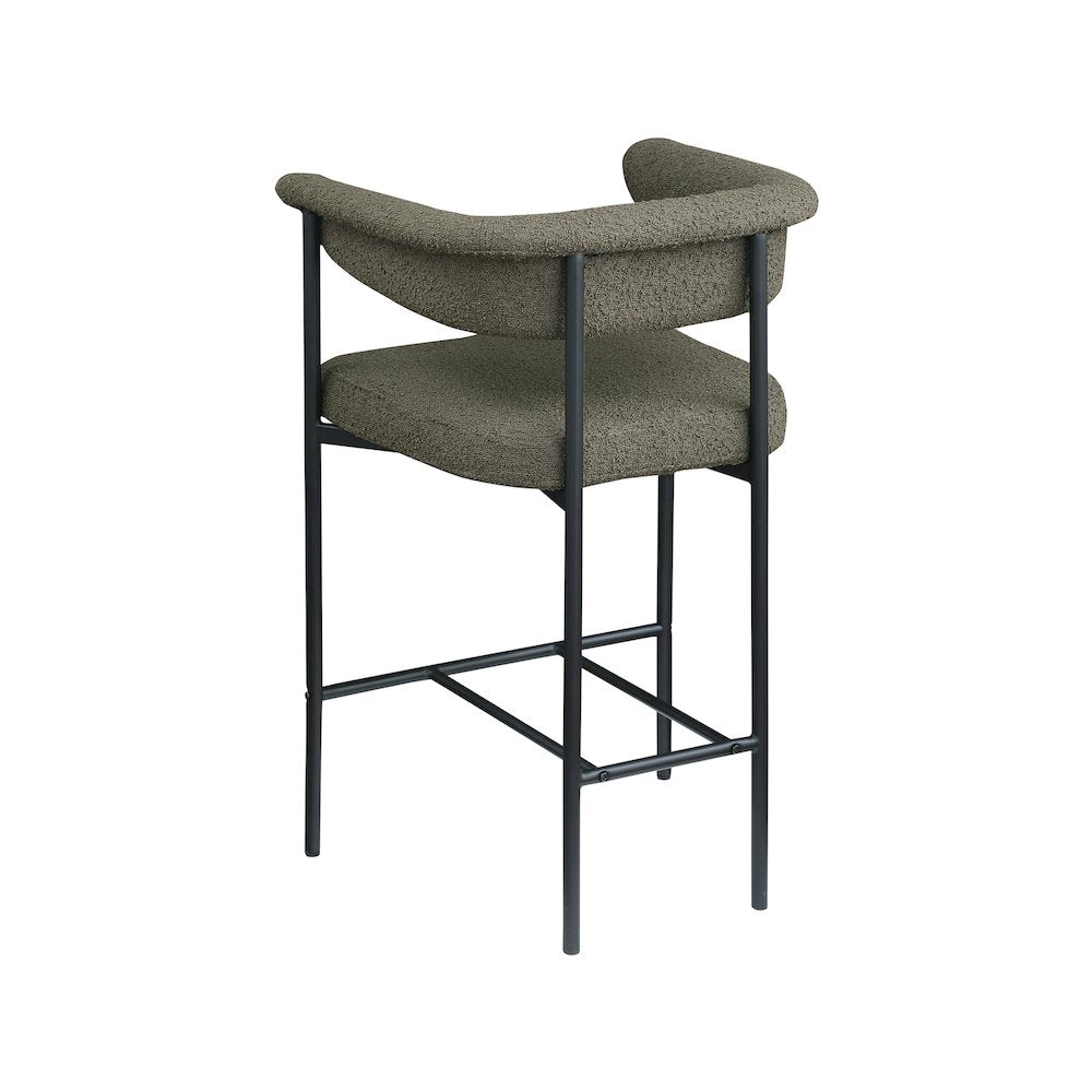 Malin Olive Boucle Fabric Counter Stool, Set of 2