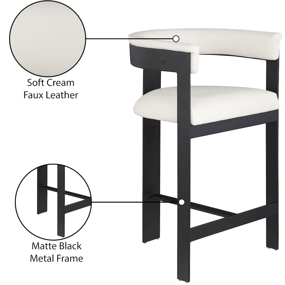 Romeo Cream Vegan Leather Counter Stool, Set of 2