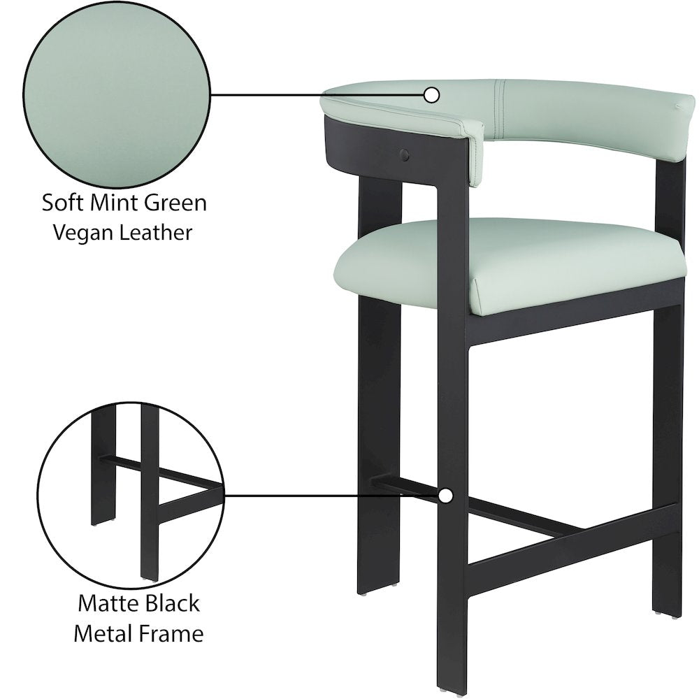 Romeo Mint Green Vegan Leather Counter Stool, Set of 2