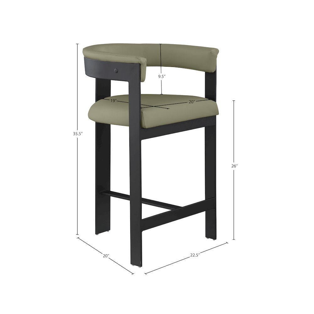 Romeo Olive Green Vegan Leather Counter Stool, Set of 2