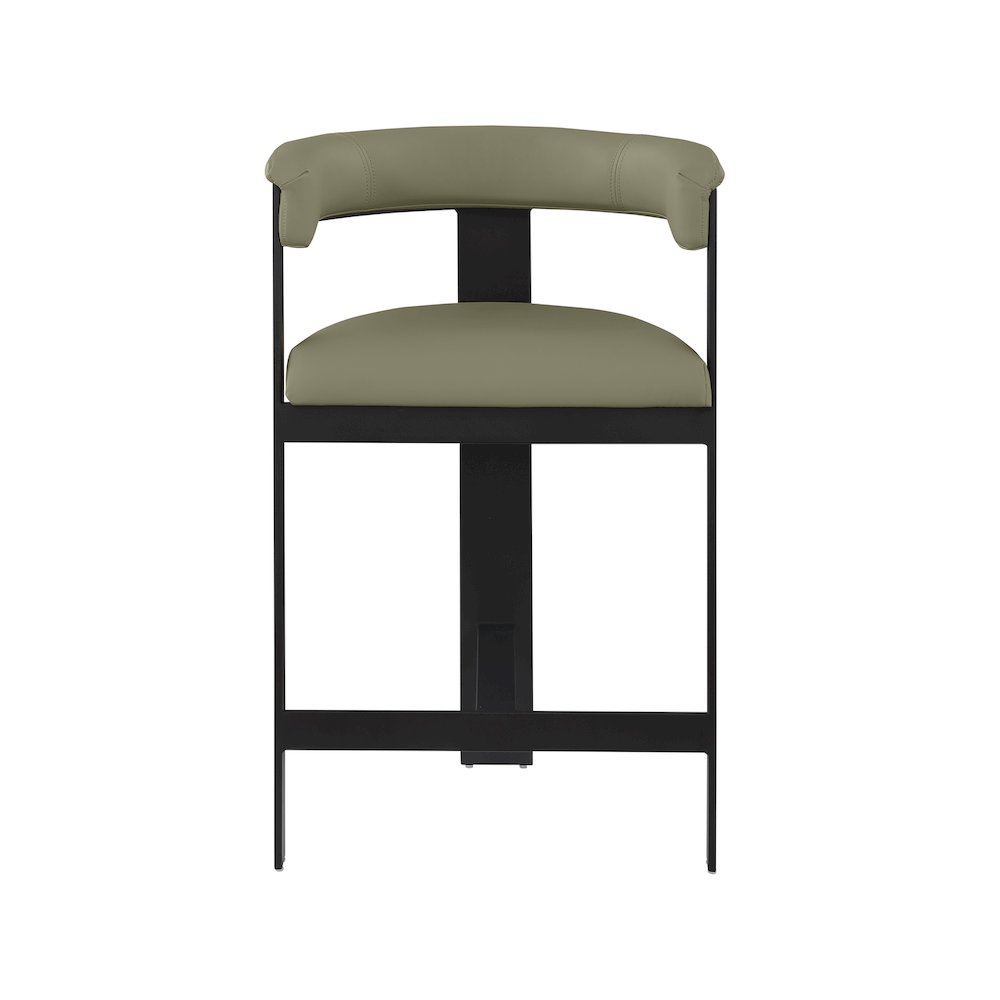 Romeo Olive Green Vegan Leather Counter Stool, Set of 2