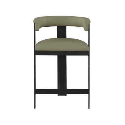 Romeo Olive Green Vegan Leather Counter Stool, Set of 2