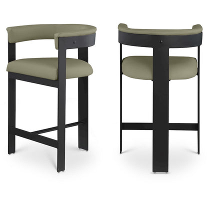 Romeo Olive Green Vegan Leather Counter Stool, Set of 2