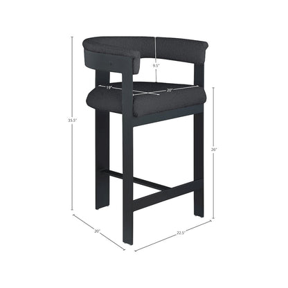 Romeo Black Boucle Fabric Counter Stool, Set of 2
