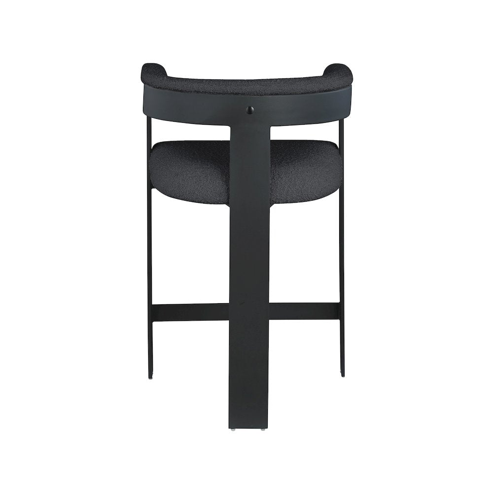 Romeo Black Boucle Fabric Counter Stool, Set of 2