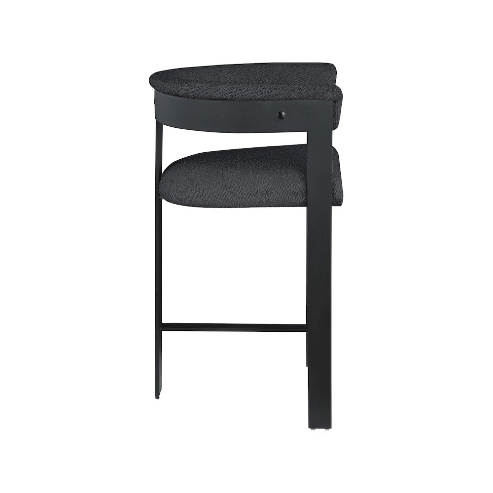 Romeo Black Boucle Fabric Counter Stool, Set of 2