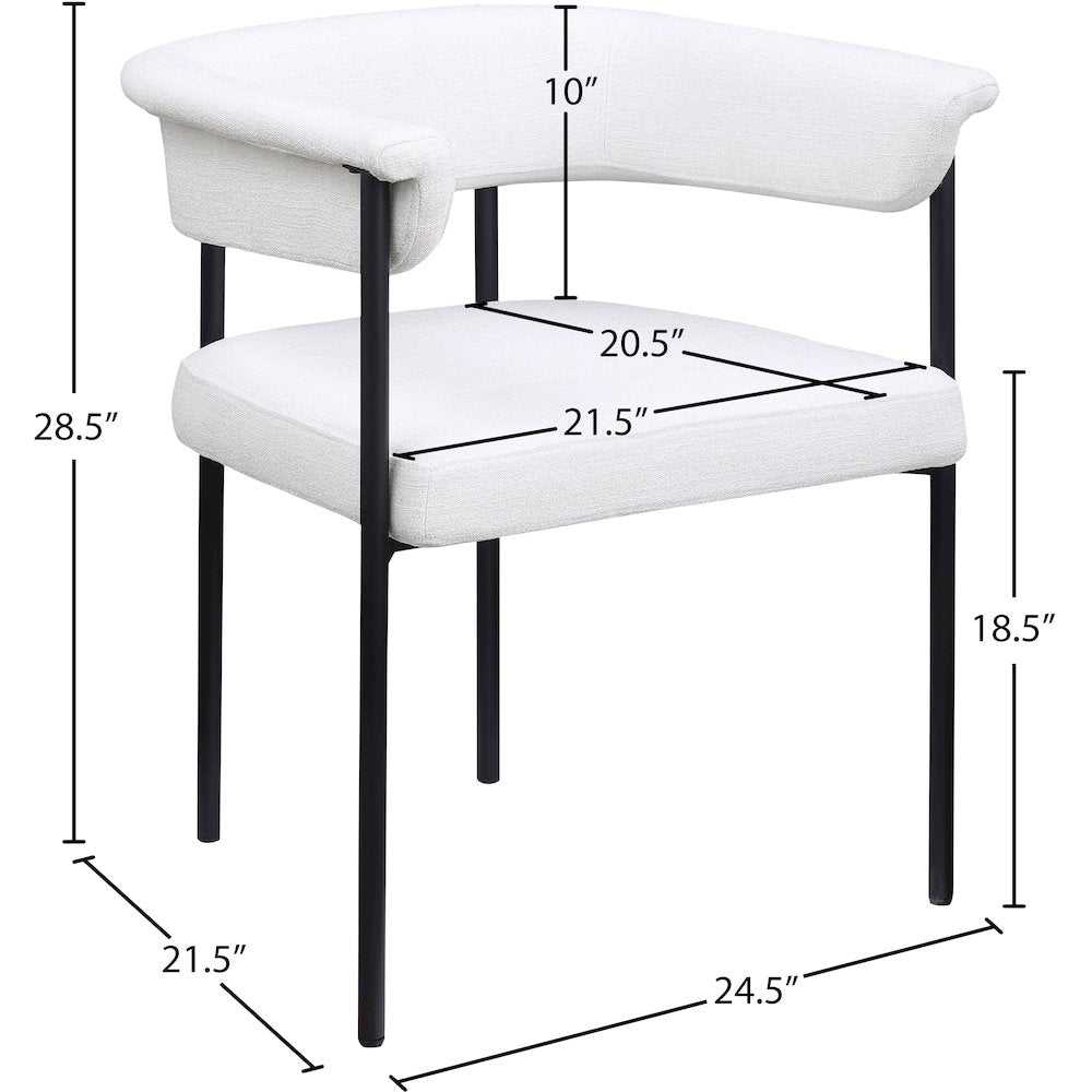 Malin Cream Linen Textured Fabric Dining Chair, Set of 2