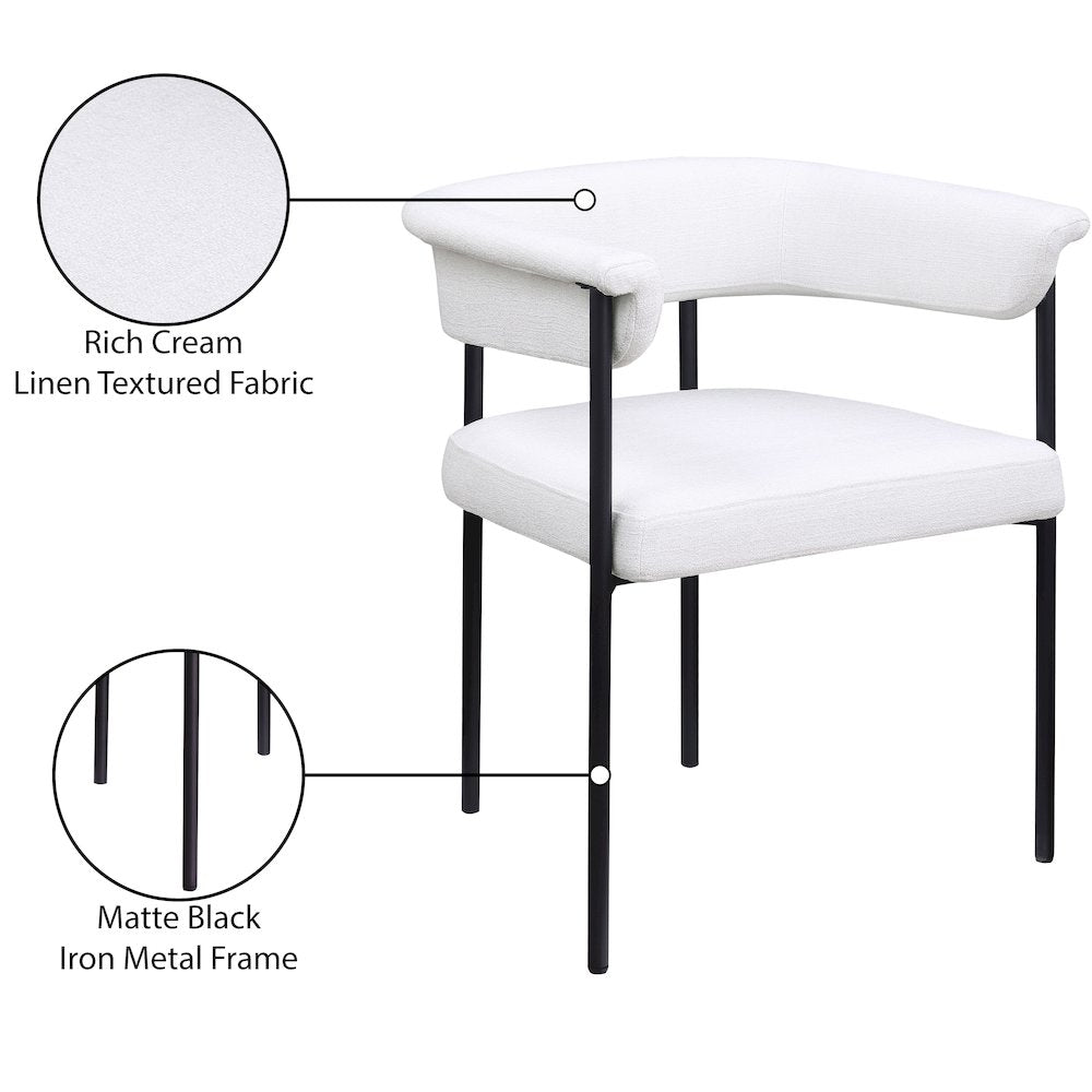 Malin Cream Linen Textured Fabric Dining Chair, Set of 2