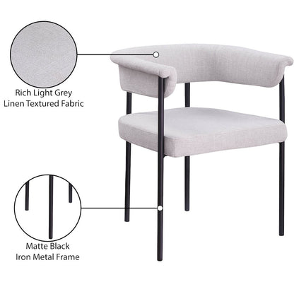 Malin Grey Linen Textured Fabric Dining Chair, Set of 2