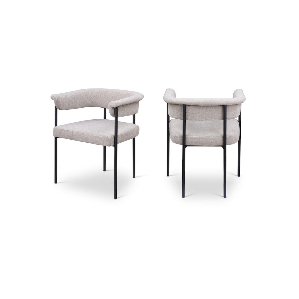 Malin Taupe Linen Textured Fabric Dining Chair, Set of 2