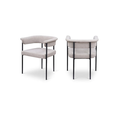 Malin Taupe Linen Textured Fabric Dining Chair, Set of 2