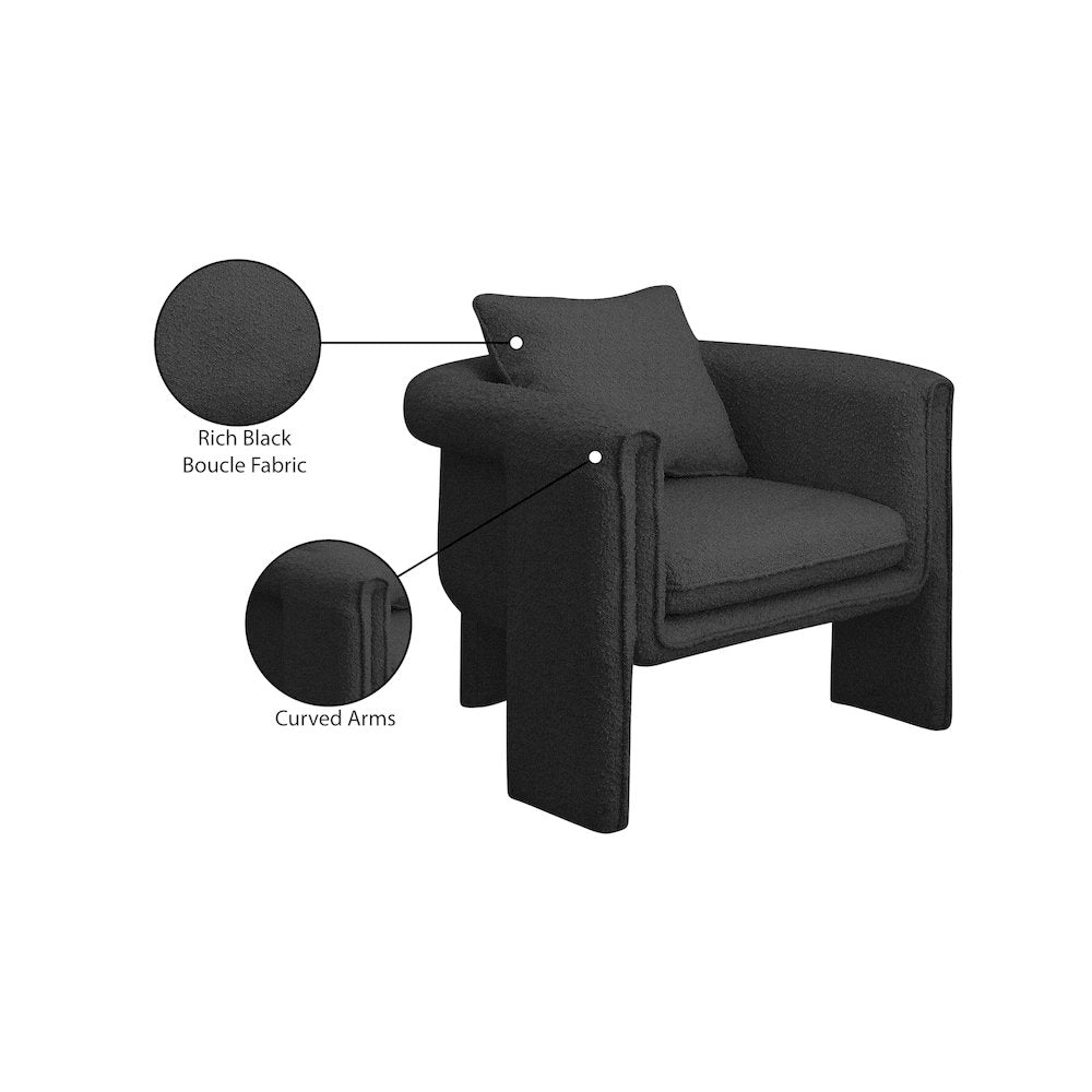 Stylus Black Boucle Fabric Accent Chair