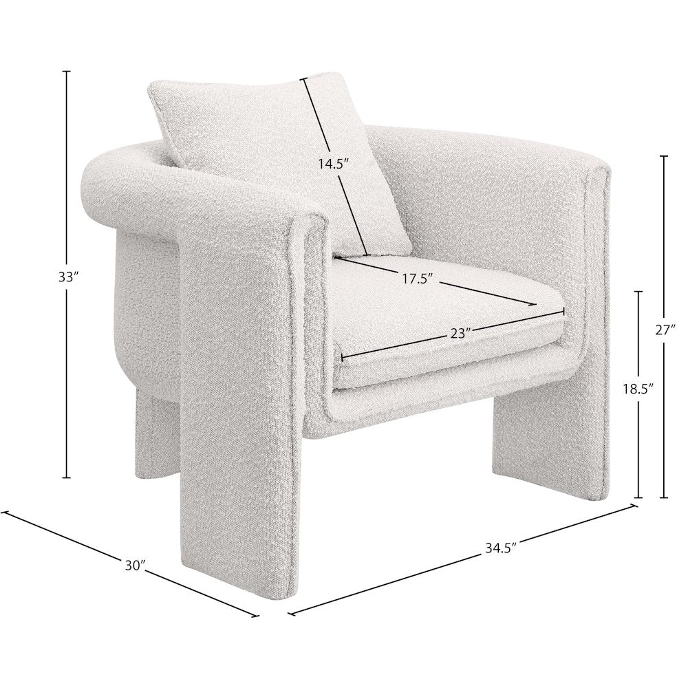 Stylus Cream Boucle Fabric Accent Chair