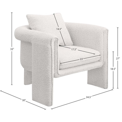 Stylus Cream Boucle Fabric Accent Chair
