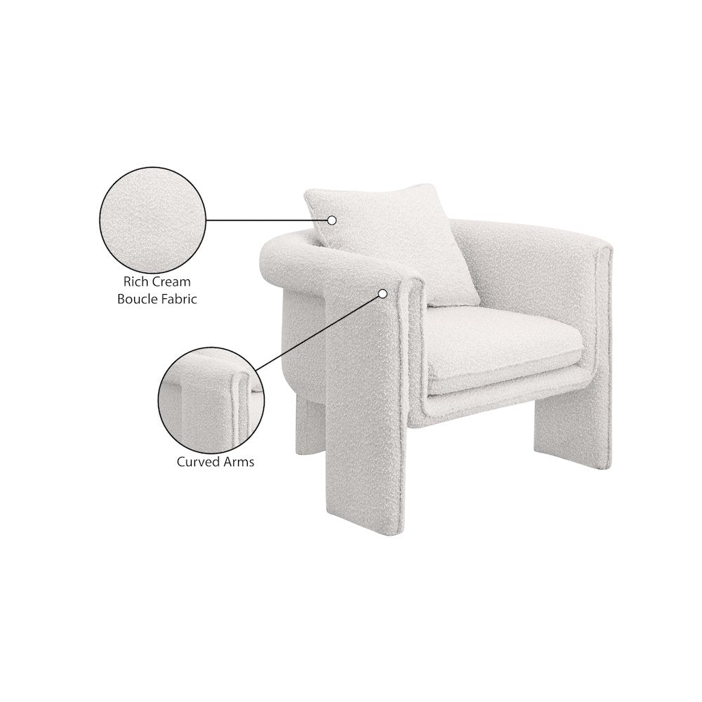Stylus Cream Boucle Fabric Accent Chair