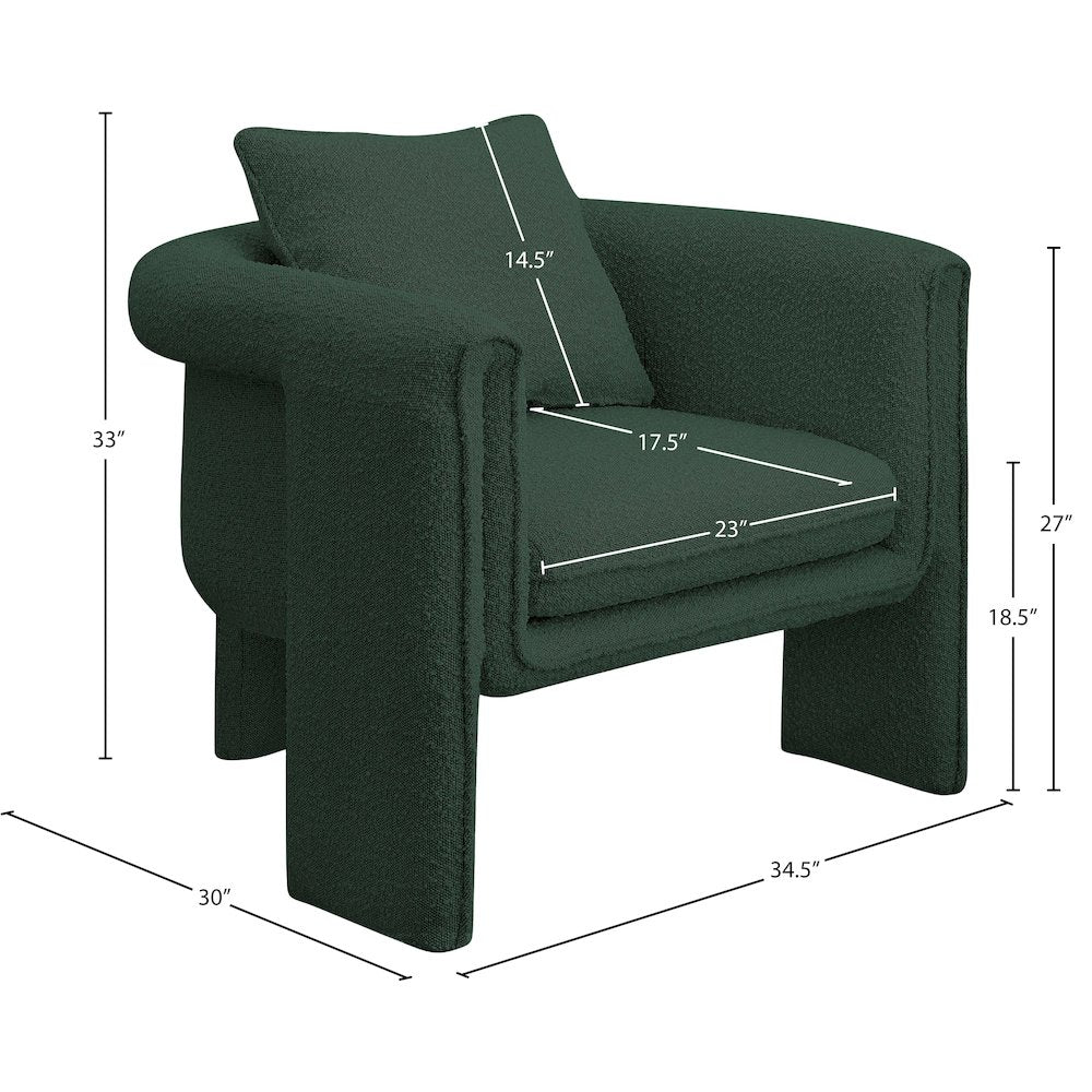 Stylus Green Boucle Fabric Accent Chair