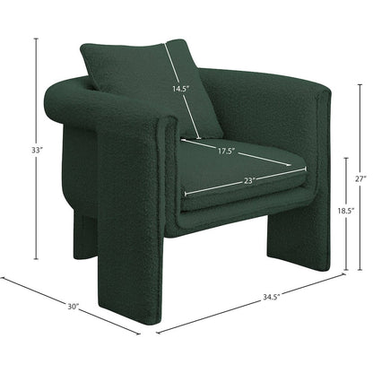 Stylus Green Boucle Fabric Accent Chair