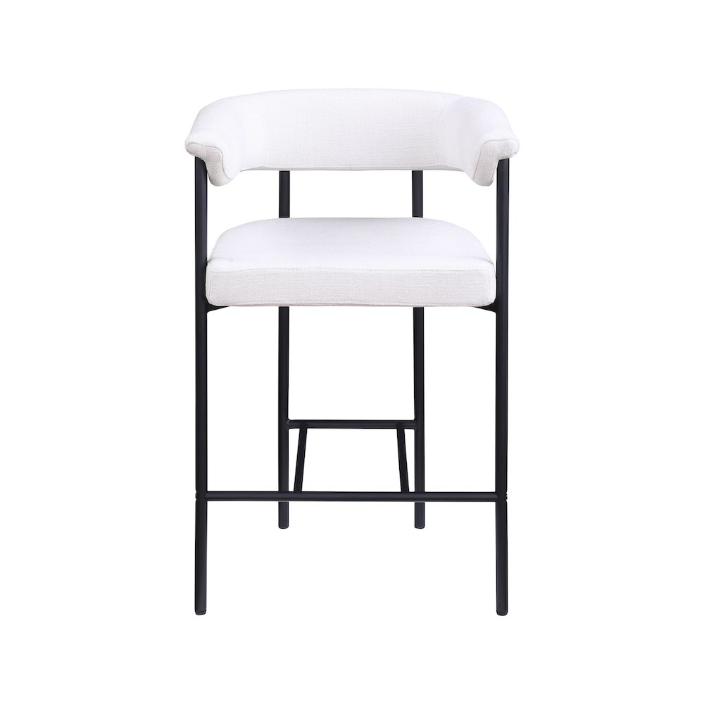 Malin Cream Linen Textured Fabric Counter Stool, Set of 2