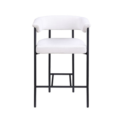 Malin Cream Linen Textured Fabric Counter Stool, Set of 2