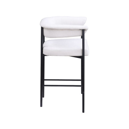 Malin Cream Linen Textured Fabric Counter Stool, Set of 2
