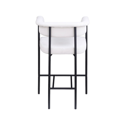 Malin Cream Linen Textured Fabric Counter Stool, Set of 2