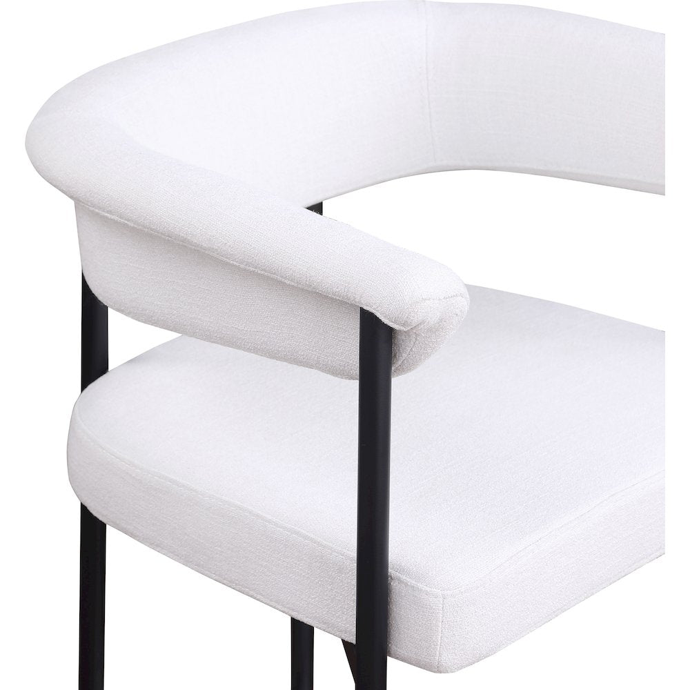 Malin Cream Linen Textured Fabric Counter Stool, Set of 2