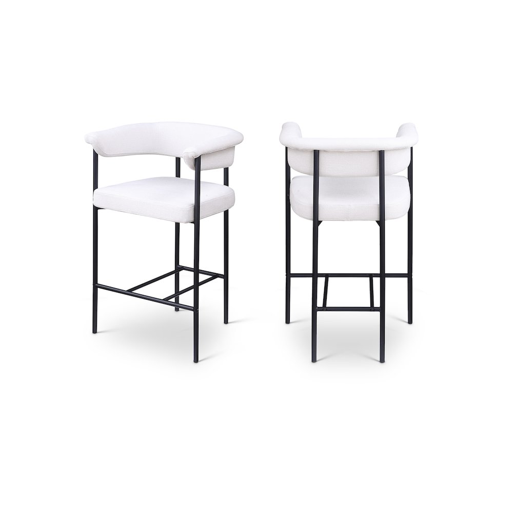 Malin Cream Linen Textured Fabric Counter Stool, Set of 2