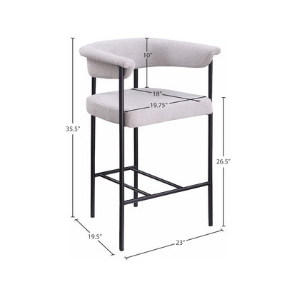 Malin Grey Linen Textured Fabric Counter Stool, Set of 2
