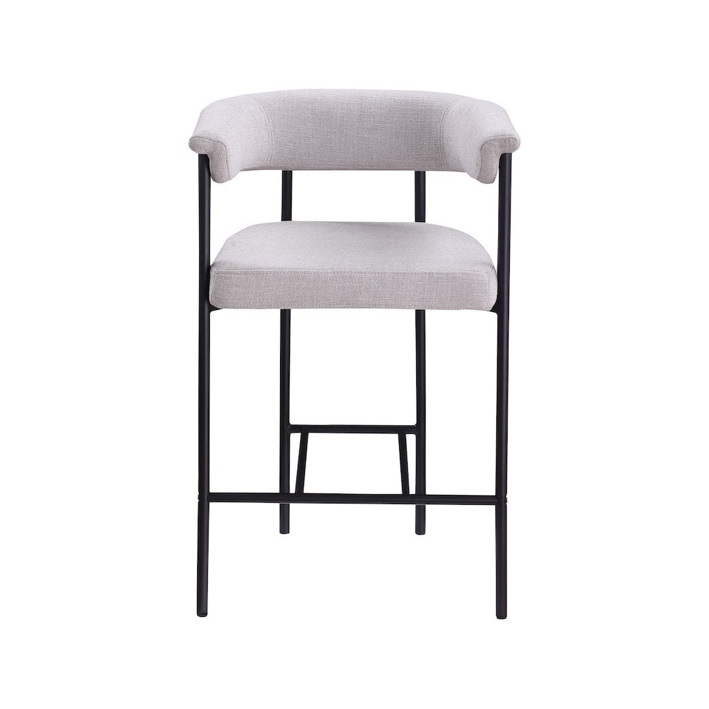 Malin Grey Linen Textured Fabric Counter Stool, Set of 2