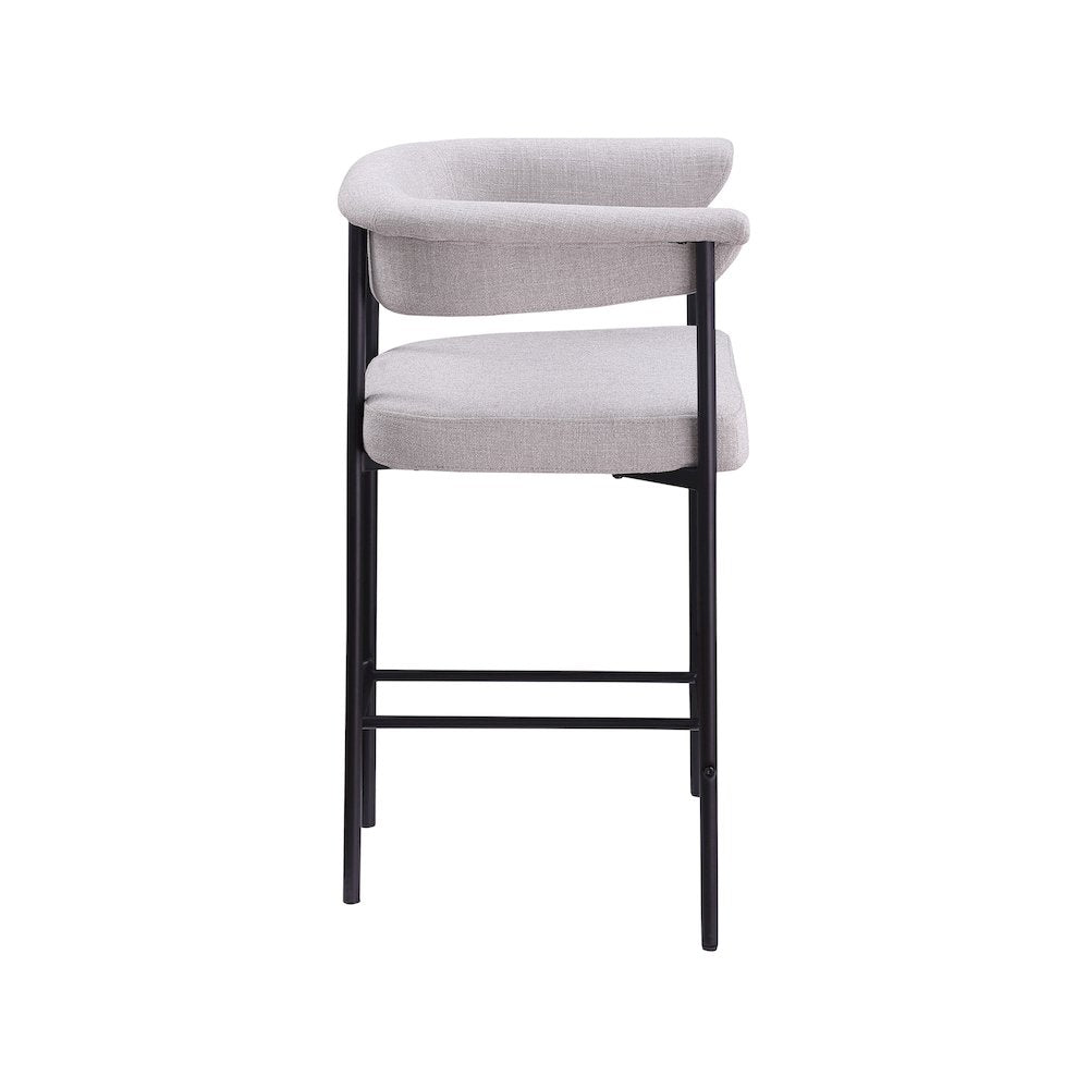 Malin Grey Linen Textured Fabric Counter Stool, Set of 2
