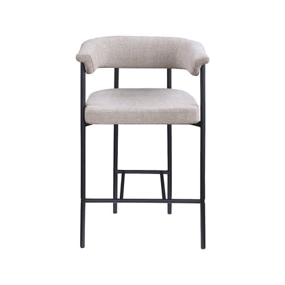Malin Taupe Linen Textured Fabric Counter Stool, Set of 2